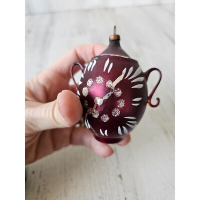 Antique base teacup glass ornament maroon Xmas tree | eBay display picture 1