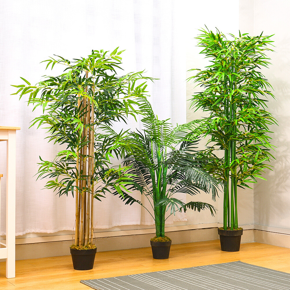 Large Artificial Bamboo Green Tree outdoor Tall Plant in Pot Home