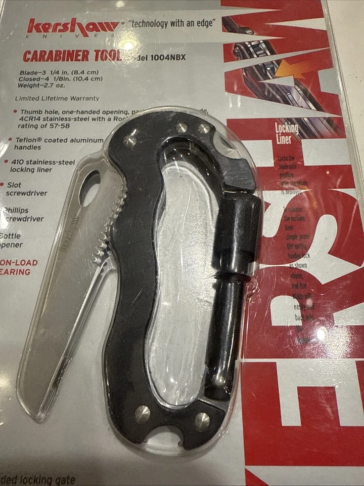 Kershaw 1004NBX Mosquetón Herramienta Cuchillo Plegable Modelo Temprano Raro Nuevo Foto 2 de 4
