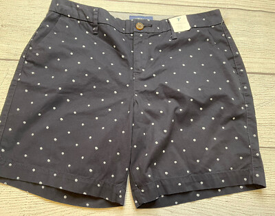 Old Navy Navy Dots 7 Inch Inseam Everyday Shorts 4 New Preppy
