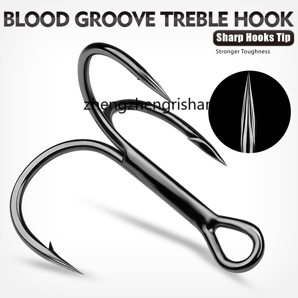 badass fishing hooks Triple Fishing Hooks 6X Strong Large Format Fishing Hooks Classic Treble  Hooks