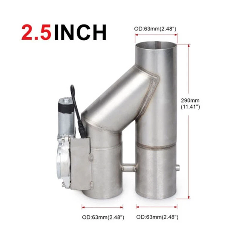 2.5 inch Y Pipe Electric Exhaust Dual Valve Dump Valve Kit Remote Switch - Image 2 of 4