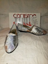 Carysma "Angela" Leather Pull-On Flats in "Silver Combo" - Size 6.5M