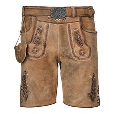 Trachtenlederhose braun speckig Neu Leder mit Gürtel Deutscher Hersteller Lopi