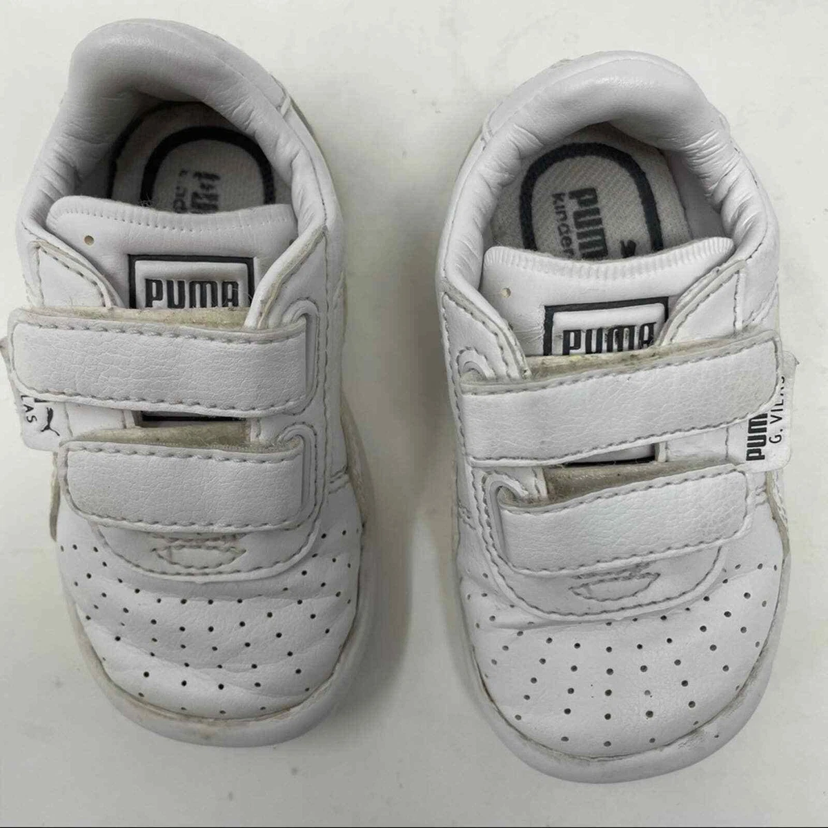 PUMA G Vilas Baby White Leather Sneakers sz. 4 Infant Baby White