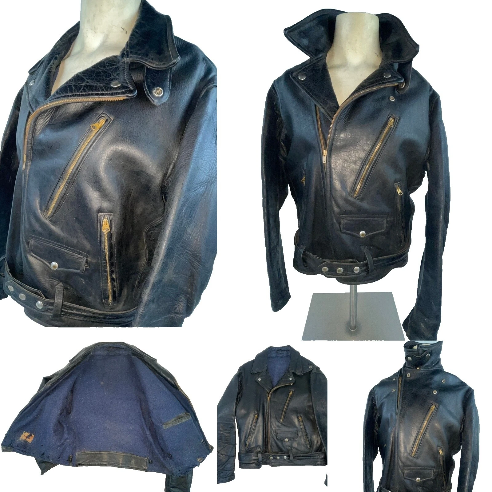 Cuero Negro 1950s Abrigos y chaquetas abrigos Vintage para Hombres