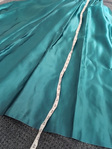 Vintage Teal High Waist Long Taffeta Satin Skirt Iridescent 26" Waist - Picture 16 of 21