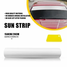 60"x8" Sun Visor Vinyl Decal Strip Matte White Banner Blank Windshield Sticker S
