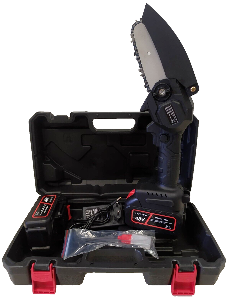 MINI MOTOSEGA PORTATILE A BATTERIA SEGA RAMI 2 BATTERIE 48V ELETTROSEGA VALIGIA - Foto 9