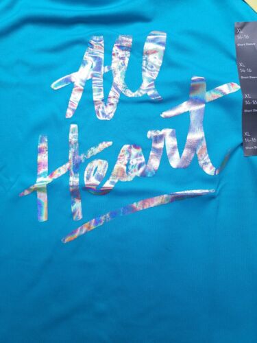 Girls Turquoise All In Motion All Heart T Shirt Choose Your Size Brand New - Picture 3 of 4