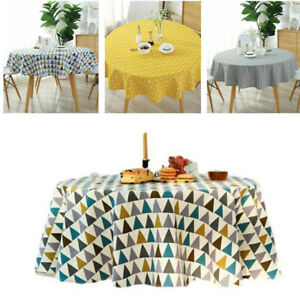 Round Table Cloth Cotton Linen Household Garden Dining Tableware Table Cover
