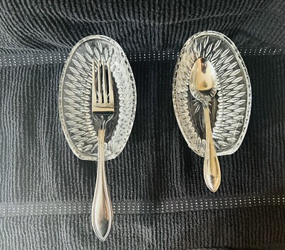 Princess House Lead Crystal Spoon & Fork  Holders New In The Box ￼