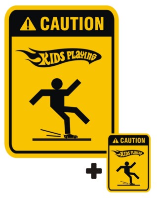2x Caution Kids Playing Tür Aufkleber Warn für Hot Wheels Autos Spielzimmer