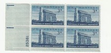 Scott 1074  US  Booker T Washington  Plate Block Free Ship M/NH O/G