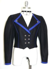 Wool Black & Blue Jacket Coat German Short Women Winter Dress Pant Suit 6 S B36"