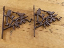 2 Birds In Tree Decorative Plant Hangers Cast Iron Flower Basket Hook Hanger