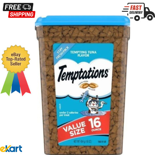 TEMPTATIONS Classic Crunchy and Soft Cat Treats Tempting Tuna Flavor, 16 oz. Tub