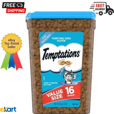 TEMPTATIONS Classic Crunchy and Soft Cat Treats Tempting Tuna Flavor, 16 oz. Tub