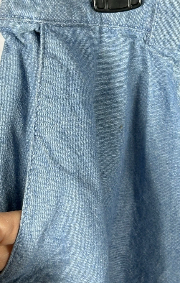 Coldwater Creek  18W Midi Long Skirt Blue Chambray Button Up Cotton Pockets - Image 3 of 4