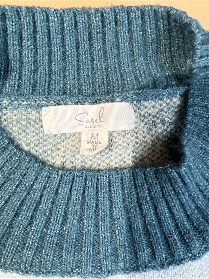 VTG Easel Women’s Med Green Argyle Sweater Preppy Academia Old Money - Image 4 of 4