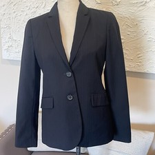 J.Crew Suiting Womens Navy Blue Pinstriped Jacket Size 4 Two Button A7830 Wool
