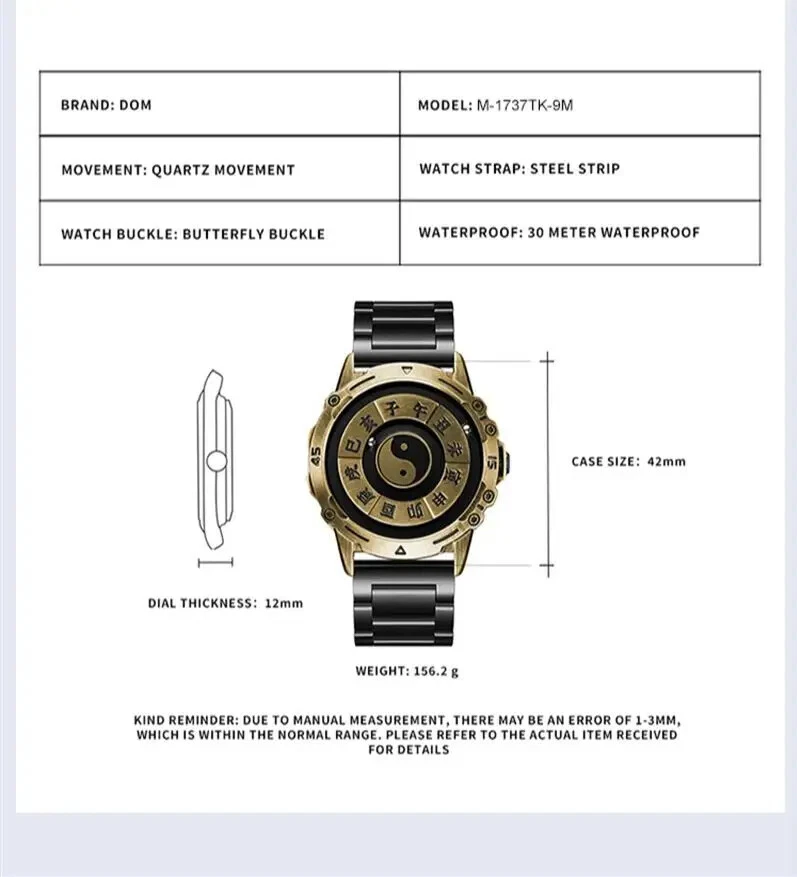 Nuevo Reloj Hombre Bola Magnética Cuarzo Reloj Pulsera Impermeable Acero Inoxidable Reloj Foto 3 de 4