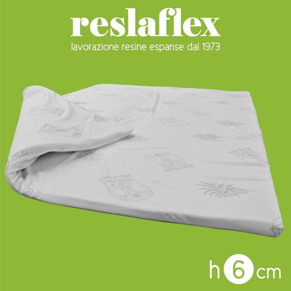 RESLAFLEX Topper Materasso Piazza e mezza In Memory 6 Cm, Ergonomico misura 120x190