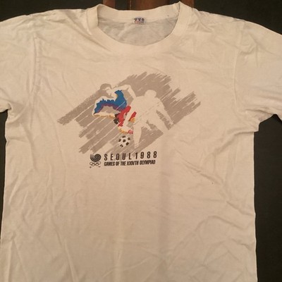 Vintage 80s Seoul Korea Olympic Football Soccer 1988 XL Single Stitch