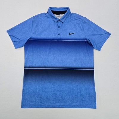 Nike Golf Mens Dri-FIT Blue Ombre Gradient Stripe Polo Shirt 873126-455 Large