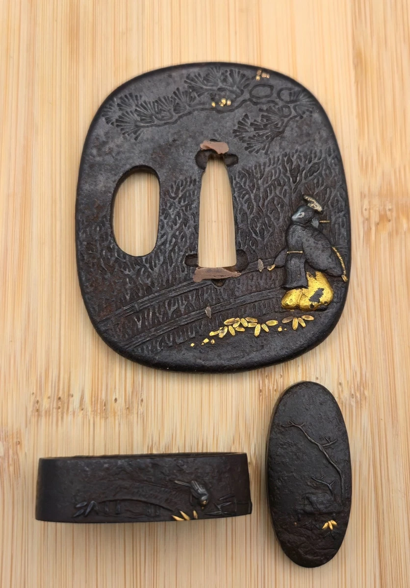 古董原创古董日本刀镡| eBay