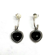 Pandora Mi Amor Onyx Heart Compose Dangle Earrings