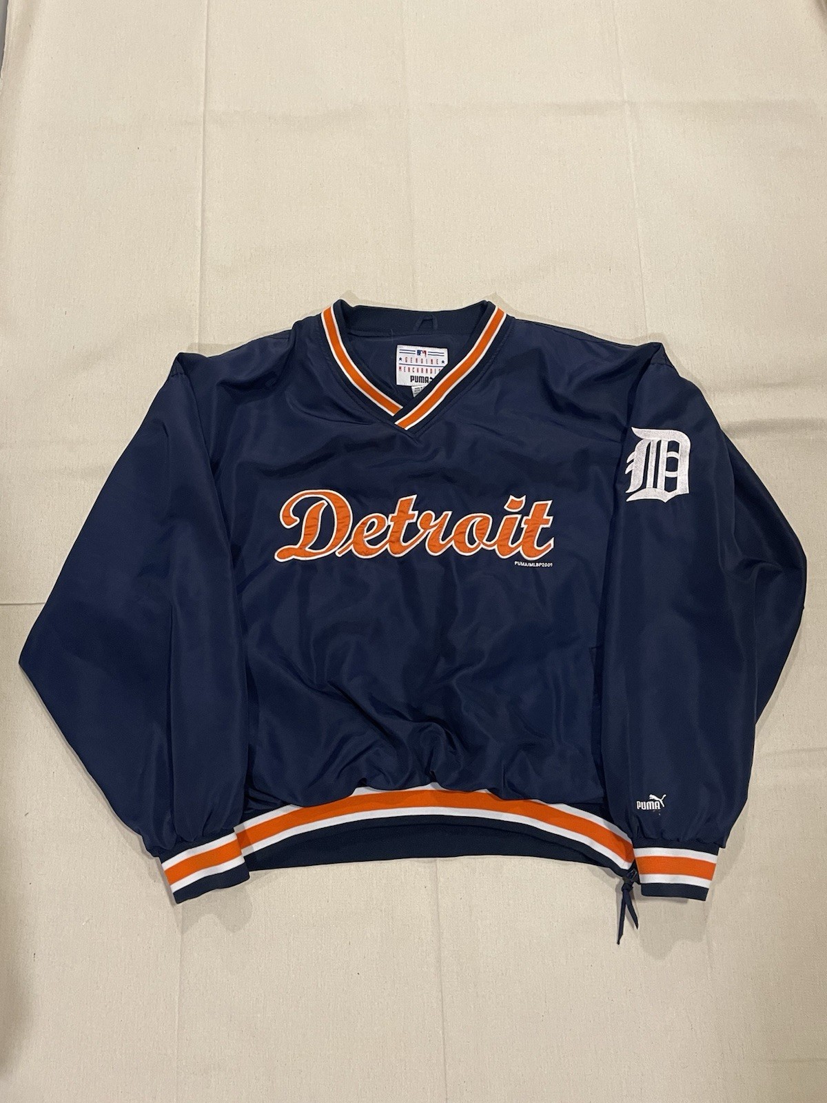 Vintage Detroit Tigers Jacket Mens XL Puma Pullover Windbreaker 90s MLB