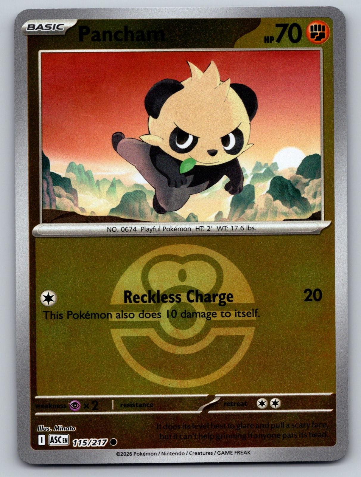 Pancham (Love Ball) 115/217 Common Ascended Heroes Pokemon Reverse Holo NM