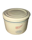 EUC Red Wing Pottery Stoneware Co Butter Bell Keeper Beige Round Glossy w/ Lid