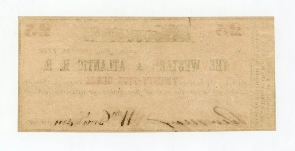 June 16, 1862 25c Western & Atlantic Rail Road - Atlanta, GEORGIA Note w/ TRAIN - Image 2 of 2