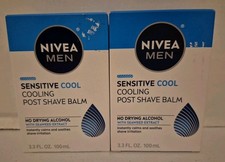 2 Nivea Men Sensitive Cool Cooling Post Shave Balm Soothes Skin 3.3oz Each