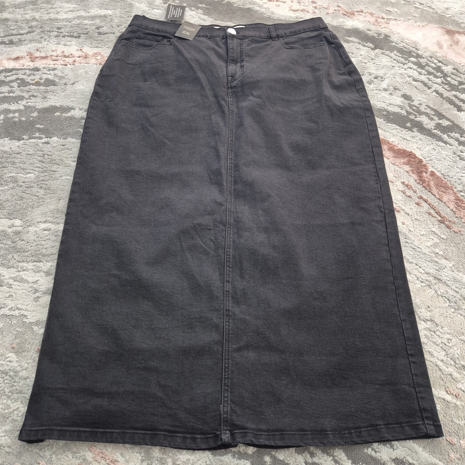 BNWT JD Williams Black Denim Maxi Skirt Summer UK 20