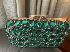 Stunning Emerald Green Crystal Embellished Clutch Bag - Brand New