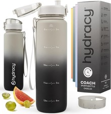 Hydracy Water Bottle with Time Marker -Large 1 Litre BPA Free Water Bottle -Lea