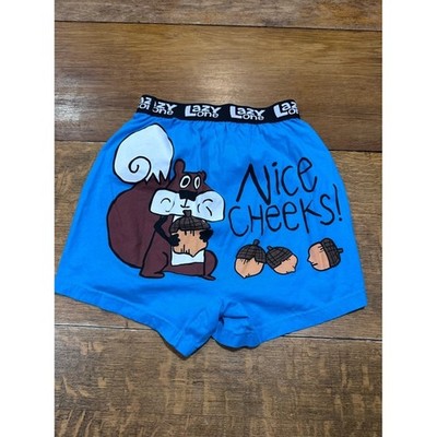 Lazy One Bright Blue Squirrel 'Nice Cheeks men's boxers sz small