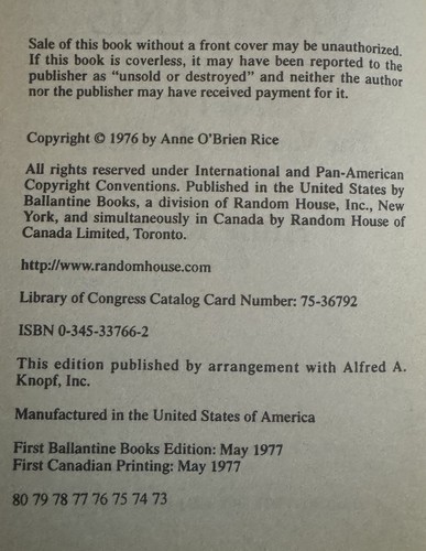 ANNE RICE - First 4 “Interview with the Vampire” Series - Picture 4 of 10