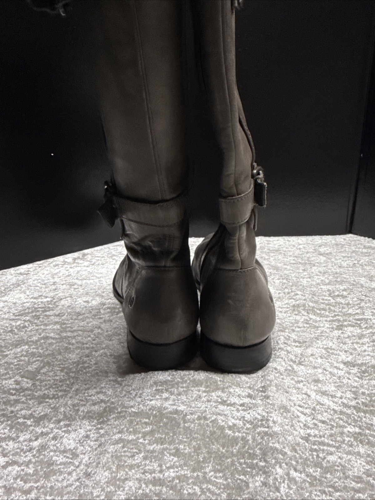 Born Women’s 9.5 M Gray Ash Leather Moto  Tall  Riding Boots Ivy Fall Boho Clean