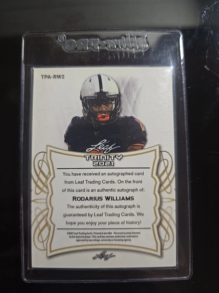 2021 Leaf Trinity RC Rookie Auto /10 Rodarius Williams TPA-RW2 New York Giants - Image 2 of 2