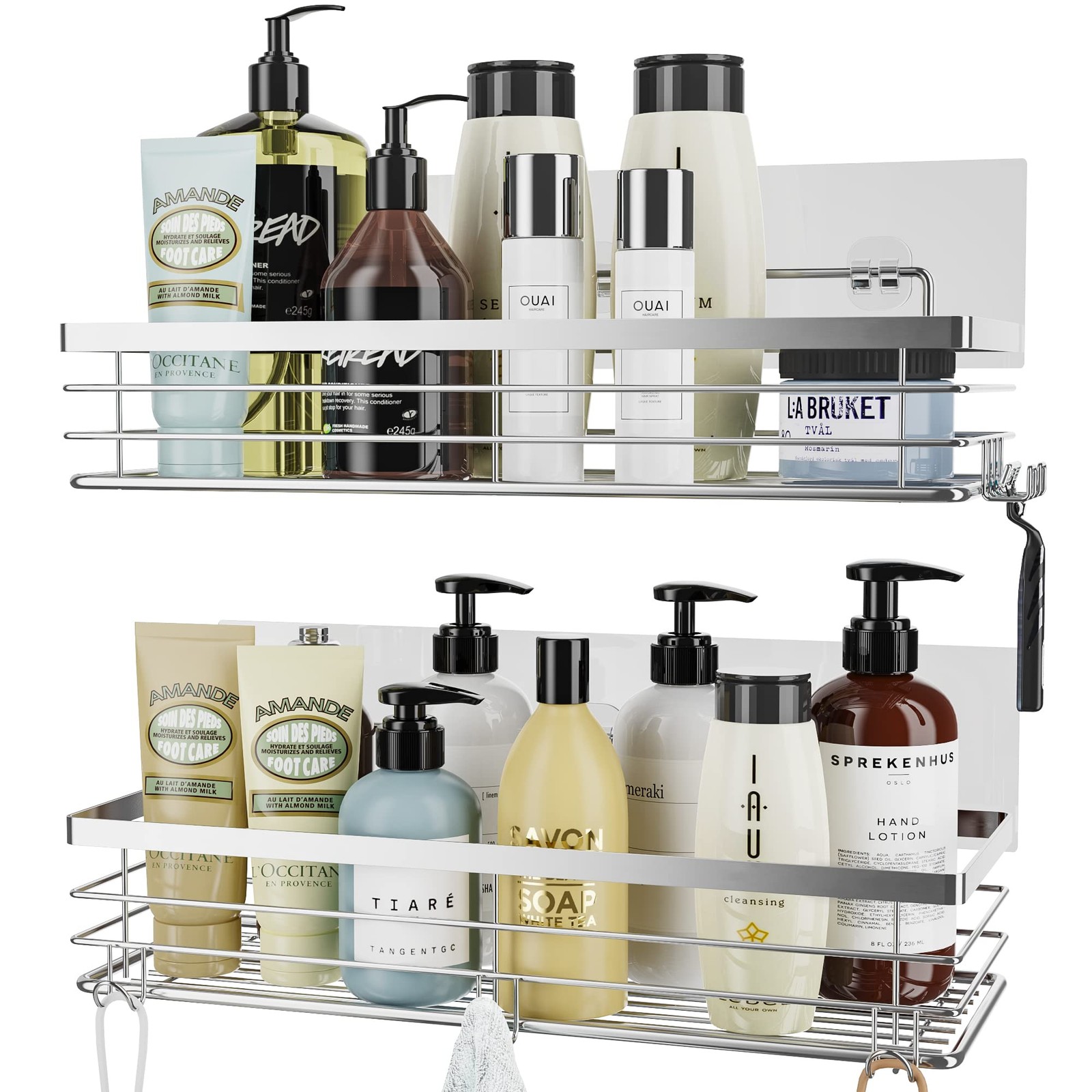Shower Caddy Stainless Steel No Drilling Adhesive Wall Mounted Shower
