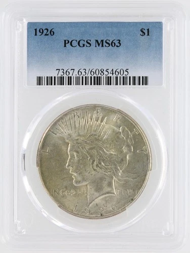 1926 PCGS MS63 S$1 Philadelphia Mint Peace Silver Dollar No Reserve