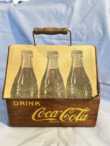 1940s Coca-Cola Vintage Wooden 6-Pack Glass Bottle Holder