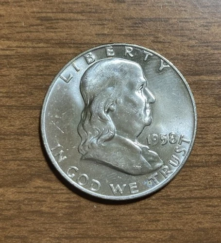 1958 D Benjamin Half Dollar UNC BU