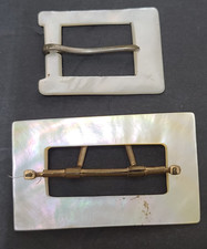 Vintage MOP Mother of Pearl  BrassBelt Buckle and Scarf Clip