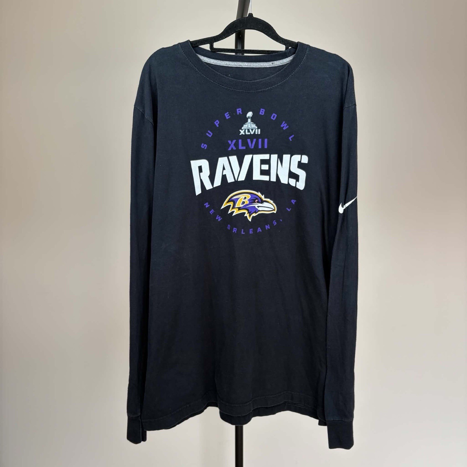 Nike Baltimore Ravens NFL Super Bowl XLVII 2013 Black Long Sleeve – Size XL