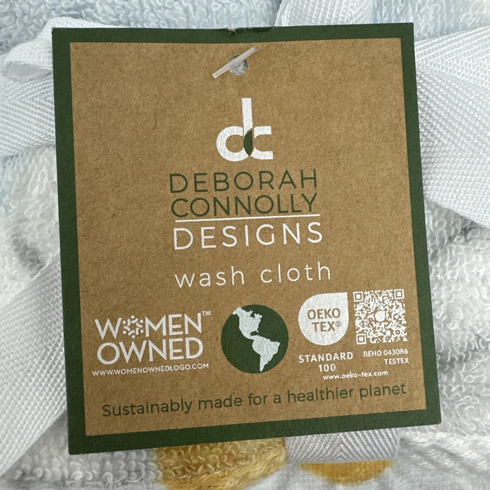 Deborah Connolly 8-Piece Set Blue with White Daisies Bath Hand & Washcloths NWT - Image 3 of 4